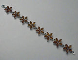 Baltic Amber, Sterling Silver, Link Bracelet, Hand 5 Petal Design