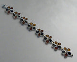 Baltic Amber, Sterling Silver, Link Bracelet, Hand 5 Petal Design