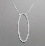 Waterford Jewellery, Pendant, Open Oval Stone Set Drop Necklace, Sterling Silver, WP132