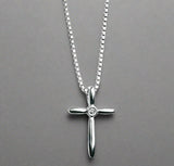 D For Diamonds, Pendant, Slim Cross, Silver, P3572, Kids, Children’s, Jewellery, Necklace