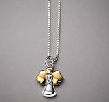 D For Diamonds, Pendant, Ángel, Silver and Gold Plate, P4019, Kids, Children’s, Jewellery, Necklace