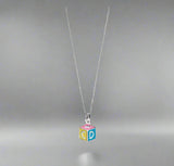 D For Diamond, Pendant, ABC Enamel Cube, Silver, P4419, Kids, Children’s, Jewellery, Necklace