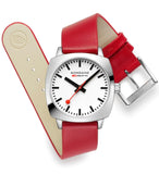 Mondaine, Watch, MSL.31110.LCV, Petite Cushion, Red, Vegan, Grape Leather, 31mm