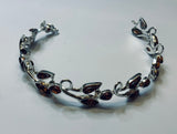Baltic Amber, Sterling Silver, Link Bracelet, Hand Crafted, Triple Petal