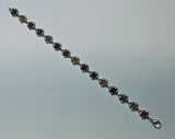 Baltic Amber, Sterling Silver, Link Bracelet, Hand Crafted, Flower, Green Amber, Mix