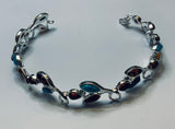 Baltic Amber, Sterling Silver, Link Bracelet, Hand Crafted triple petal Design
