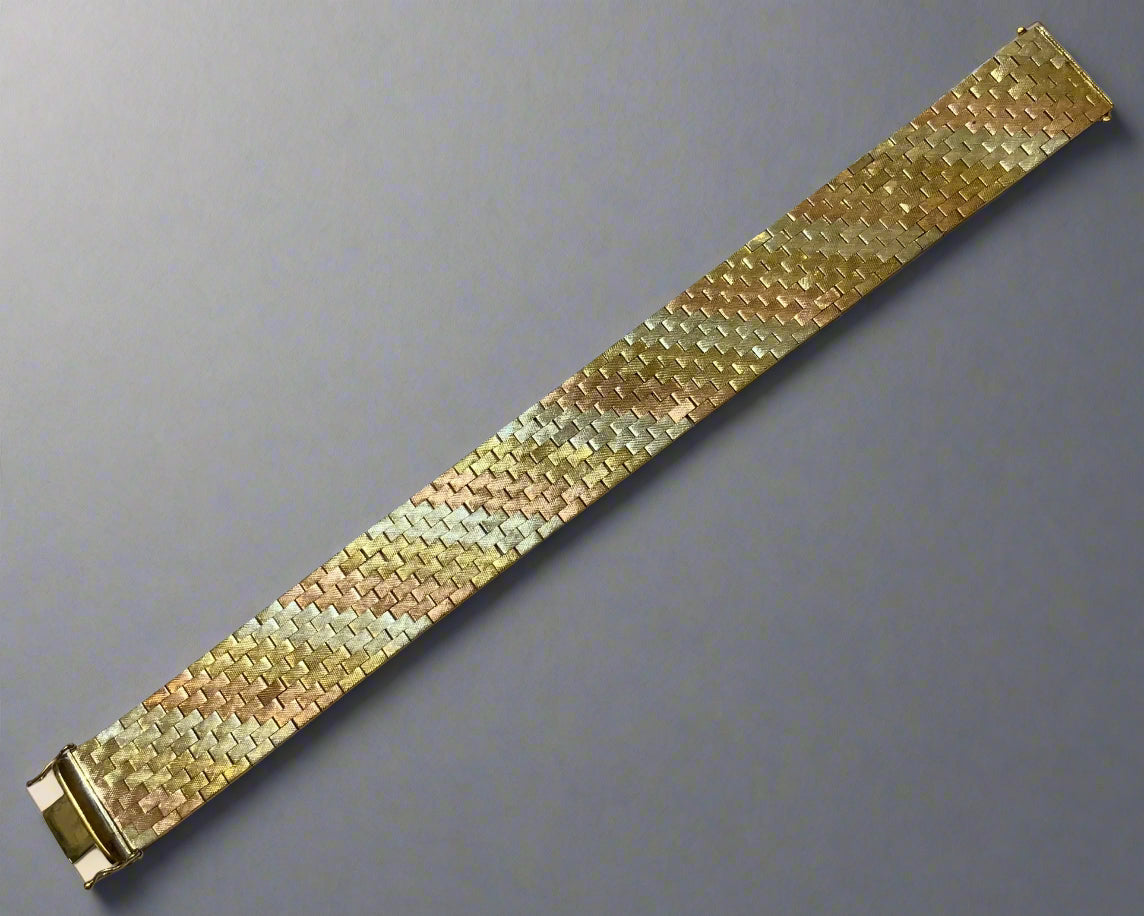 Tri Tone Gold, Bracelet Rose Gold, white Gold, 9ct, (375