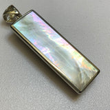 Silver, Pendant, Double Sided, Rectangular, Mother of Pearl & Blue Goldstone, Galatic,  (925), Antique, Vintage