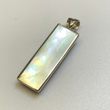 Silver, Pendant, Double Sided, Rectangular, Mother of Pearl & Blue Goldstone, Galatic,  (925), Antique, Vintage