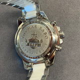 Thomas Sabo, Watch, Ceramic, White,  Swarovski crystals, Vintage, Woman’s, 2 Dials, Chronograph, Day Display, Silver, DC Jewellers
