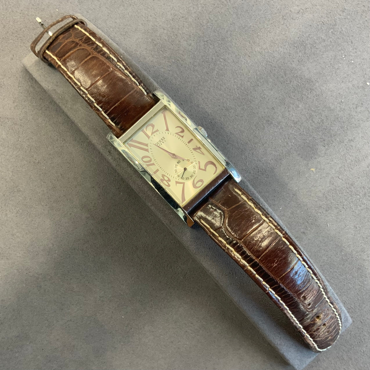 Guess, Watch, Steel, 190277G3, Vintage, Quartz, White Dial, Brown