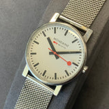 Mondaine, Watch 30300, Classic, Swiss Railways Quartz , White Dial, Mesh Strap,  DC Jewellery