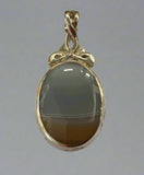 Silver, Double Sided, Pendant, DSW, Blue & White, Agate, (925), Antique, Vintage, Lar