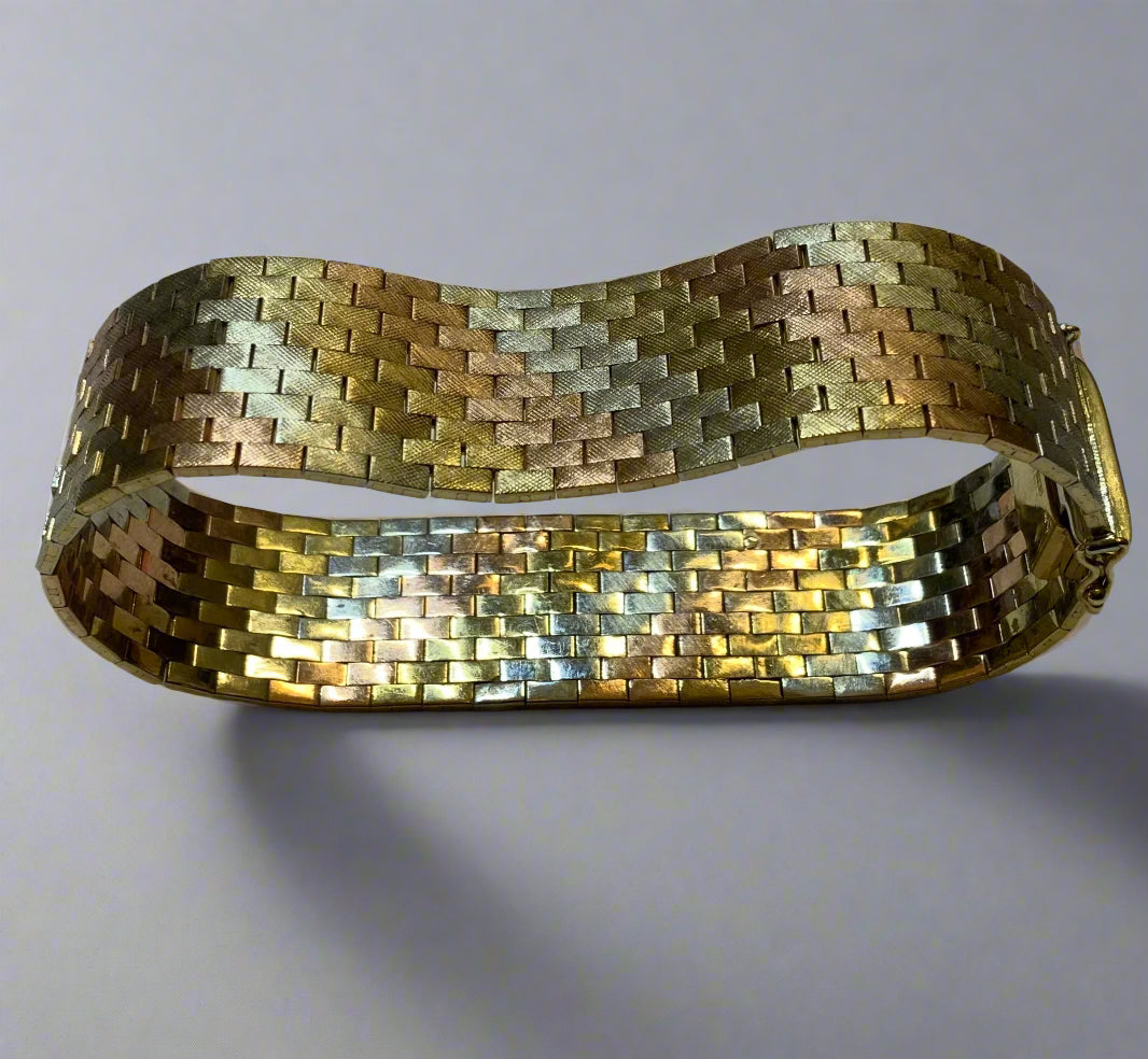 Tri Tone Gold, Bracelet Rose Gold, white Gold, 9ct, (375