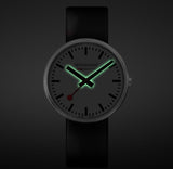 Mondaine, Watch, MSX.3511B.LB, Giant, 35mm, Black Leather Strap.