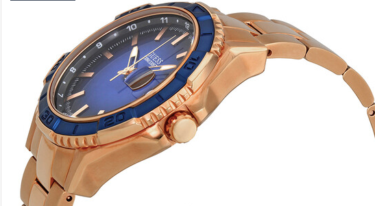 Guess men's blue and 2025 gold watch