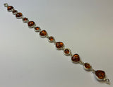 1 Baltic Amber, Sterling Silver, Link Bracelet, Hearts Shapes, Hand Crafted