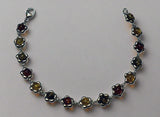 Baltic Amber, Sterling Silver, Link Bracelet, Hand Crafted, Flower, Green Amber, Mix