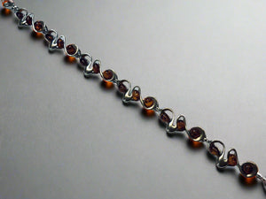 Baltic Amber, Sterling Silver, Link Bracelet, Hand Crafted Waves