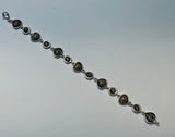 Baltic Green Amber, Sterling Silver, Link Bracelet, Hearts Shapes, Hand Crafted
