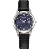 Citizen, Watch, Ladies Strap, FE1087-01L, Eco-Drive, Black Leather, Blue Dial