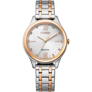 Citizen, Watch, Ladies, Sihouette, Rose-Gold two-tone, Bracelet Watch, EM0506-77A, Eco-Drive