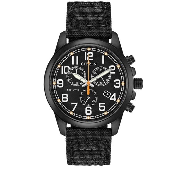 Citizen, Watch, Military, AT0205-01E, Eco-Drive, Chronograph, Black, Fabric