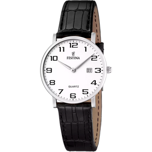 Festina, Watch, Woman’s, F16477/1, Classics, Stainless Steel, Leather Strap, Ladies
