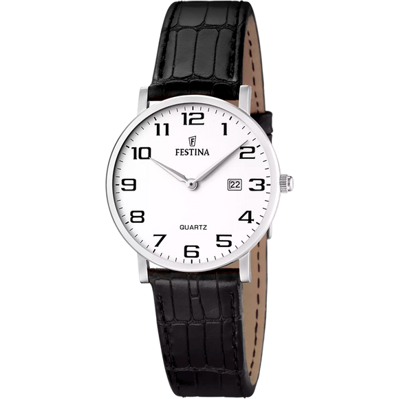 Festina, Watch, Woman’s, F16477/1, Classics, Stainless Steel, Leather Strap, Ladies