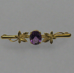 Gold, Amethyst, Tie pin, 9ct, (375), Yellow Gold, Antique, Vintage, 8.05mm x 10.12mm