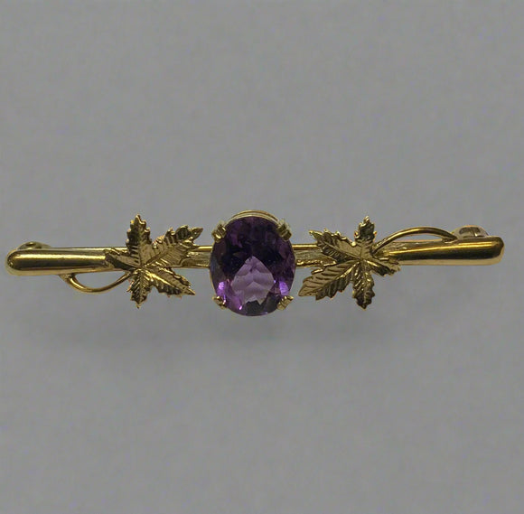 Gold, Amethyst, Tie pin, 9ct, (375), Yellow Gold, Antique, Vintage, 8.05mm x 10.12mm
