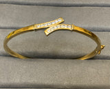 Gold, Bangle, Cubic Zirconia top,, 9ct, (375), Yellow Gold, Antique, Vintage, 63.65mm x 52.15mm