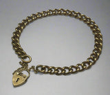 Gold,Bracelet, Curb, Heart Lock Clasp, Chain, 9ct, (375), Yellow Gold, Antique, Vintage, 103mm