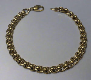 Gold, Bracelet,  Rollerball, Heavy, Solid, Chain, 9ct, (375), Yellow Gold, Antique, Vintage, 24.4cm