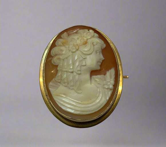 Gold, Cameo, Brooch, Pendant, 9ct (375)Yellow Gold, Antique, Vintage, 31.41mm x 39.45mm