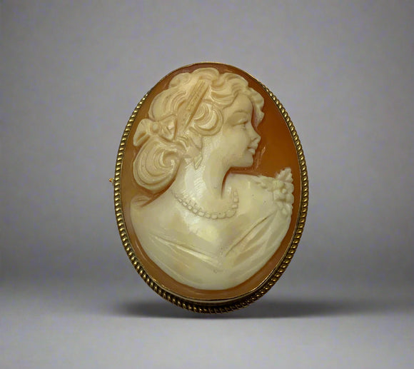 Gold, Cameo, Brooch, Pendant, 9ct (375)Yellow Gold, Antique, Vintage, 33.61mm x 43.97mm