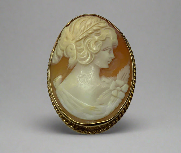 Gold, Cameo, Brooch, Pendant, 9ct (375)Yellow Gold, Antique, Vintage 36.99mm x 50.39mm