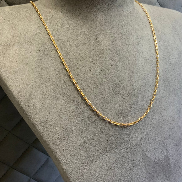 Gold, Chain, Angle Filed Trace, 9ct, Rose, (375), Antique, Vintage, 24 inches, Bolt Clasp, DC Jewellers