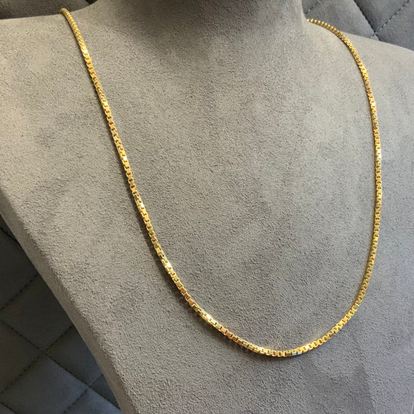 Gold, Chain, Box, 9ct, Yellow, (375), Antique, Vintage, 24 inches, Bolt Clasp, DC Jewelers