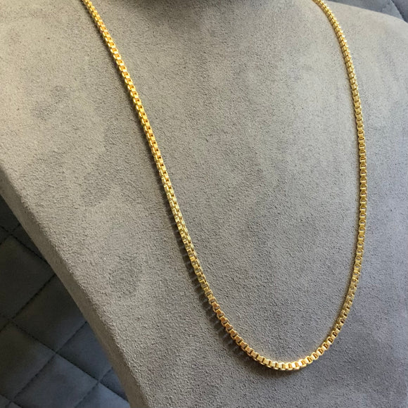 Gold, Chain, Box, 9ct, Yellow,  (375), Antique, Vintage, 31 inches, Swivel Clip, DC Jewellers