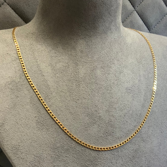 Gold, Chain, Flat Curb, Fine, 9ct, Yellow, (375), Antique, Vintage, 20 inches, Bolt Clasp, DC Jewellers
