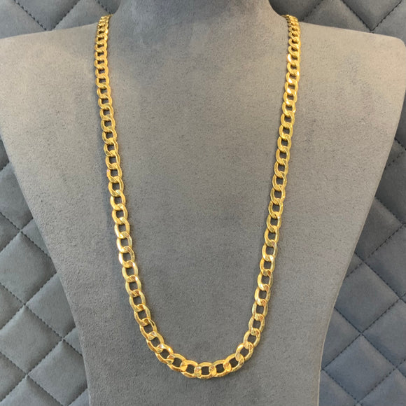 Gold, Chain, Metric Curb, 9ct, Yellow, (375), Hollow,  Antique, Vintage, 24 inches, 630 mm