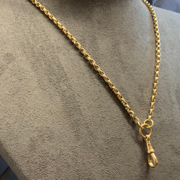 Gold, Chain, Oval  Belcher, 9ct, Yellow, (375), Antique, Vintage, Swivel Clip,  48 inches