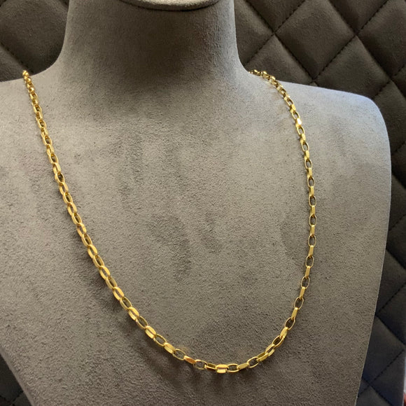Gold, Chain, Oval, Filed, Belcher, 9ct, Yellow, (375), Antique, Vintage, 24 inches
