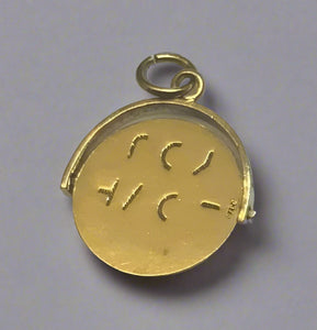 Gold, Charm,Spinning, Spinner, I Love you, Pendant, 9ct, (375), Yellow Gold, Antique, Vintage, 15.35mm x 16.76mm