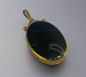 Gold, Fob, Double Sided, Agate & Carnelian, Pendant, 9ct, (375), Yellow Gold, Antique, Vintage, 25.47mm x 50.48mm