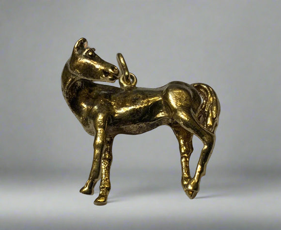Gold, Golden Horse, Stallion, Tie pin, 9ct, (375), Yellow Gold, Antique, Vintage, 23.34mm x 22.18mm