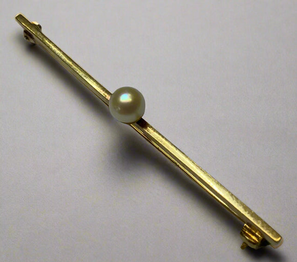 Gold, Pearl, Tie pin, 9ct, (375), Yellow Gold, Antique, Vintage, 4.89mm x 51.17mm