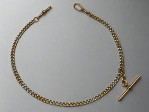 Gold, Pocket Watch, Albert,  Chain, Rare, Two Toned, White , Rose, 9ct, (375), Antique, Vintage, 13.9 inches, 353 mm