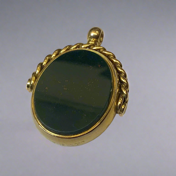 Gold, Spinner Fob, Double Sided, Pendant, 9ct, (375), Yellow Gold, Antique, Vintage, 25.50mm x 33.08mm